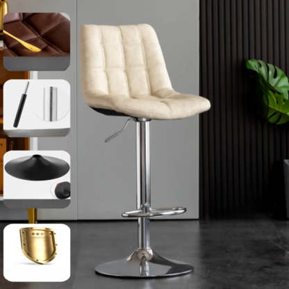 Square Adjustable Height Bar Stool with Rotating Back