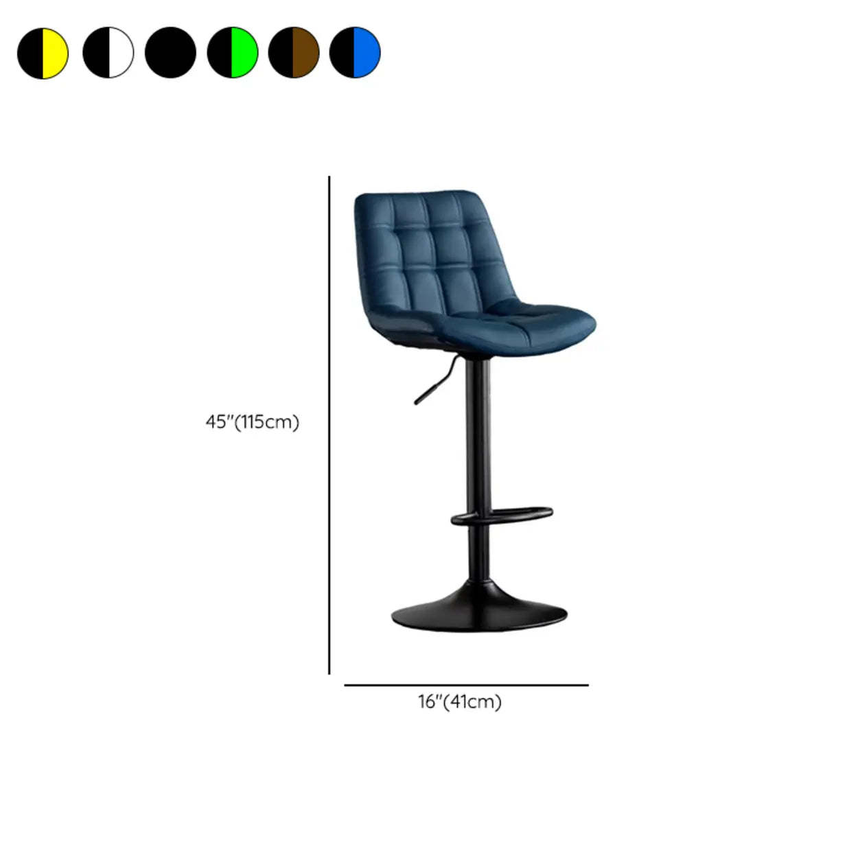 Square Adjustable Height Bar Stool with Rotating Back