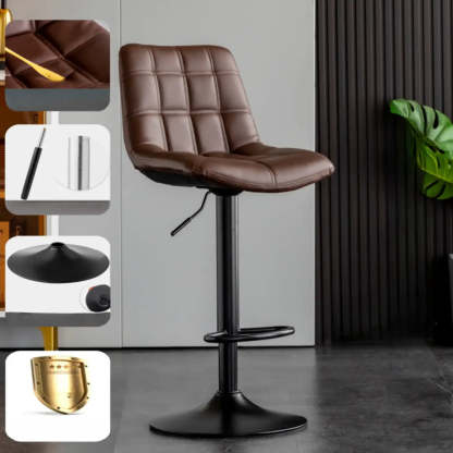 Square Adjustable Height Bar Stool with Rotating Back — Black / Yellow
