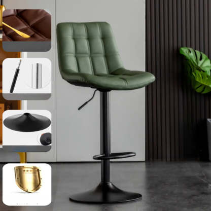 Square Adjustable Height Bar Stool with Rotating Back — Silver / Black