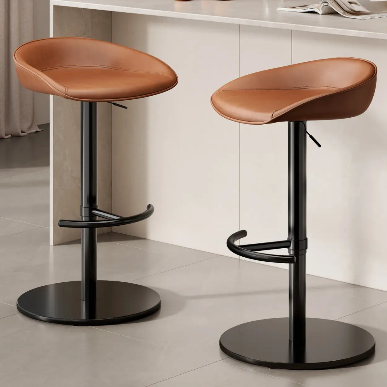Modern Adjustable Swivel Bar Stool with Footrest