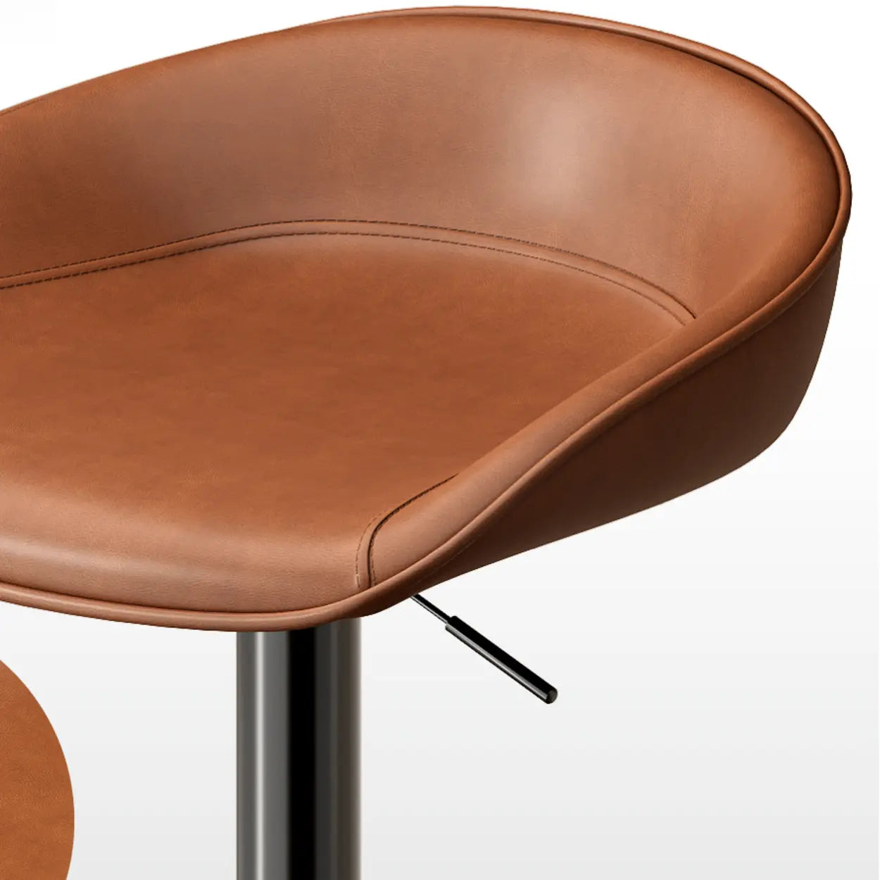 Modern Adjustable Swivel Bar Stool with Footrest — Silver / Yellowish Brown