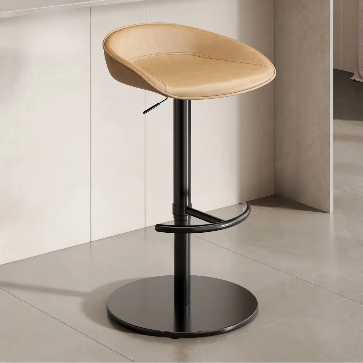 Modern Adjustable Swivel Bar Stool with Footrest