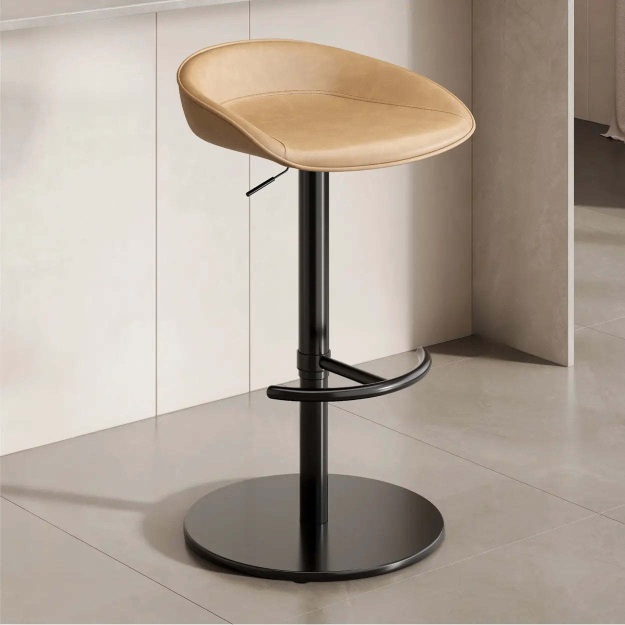 Lighom modern footrest khaki bar & counter stools — Black