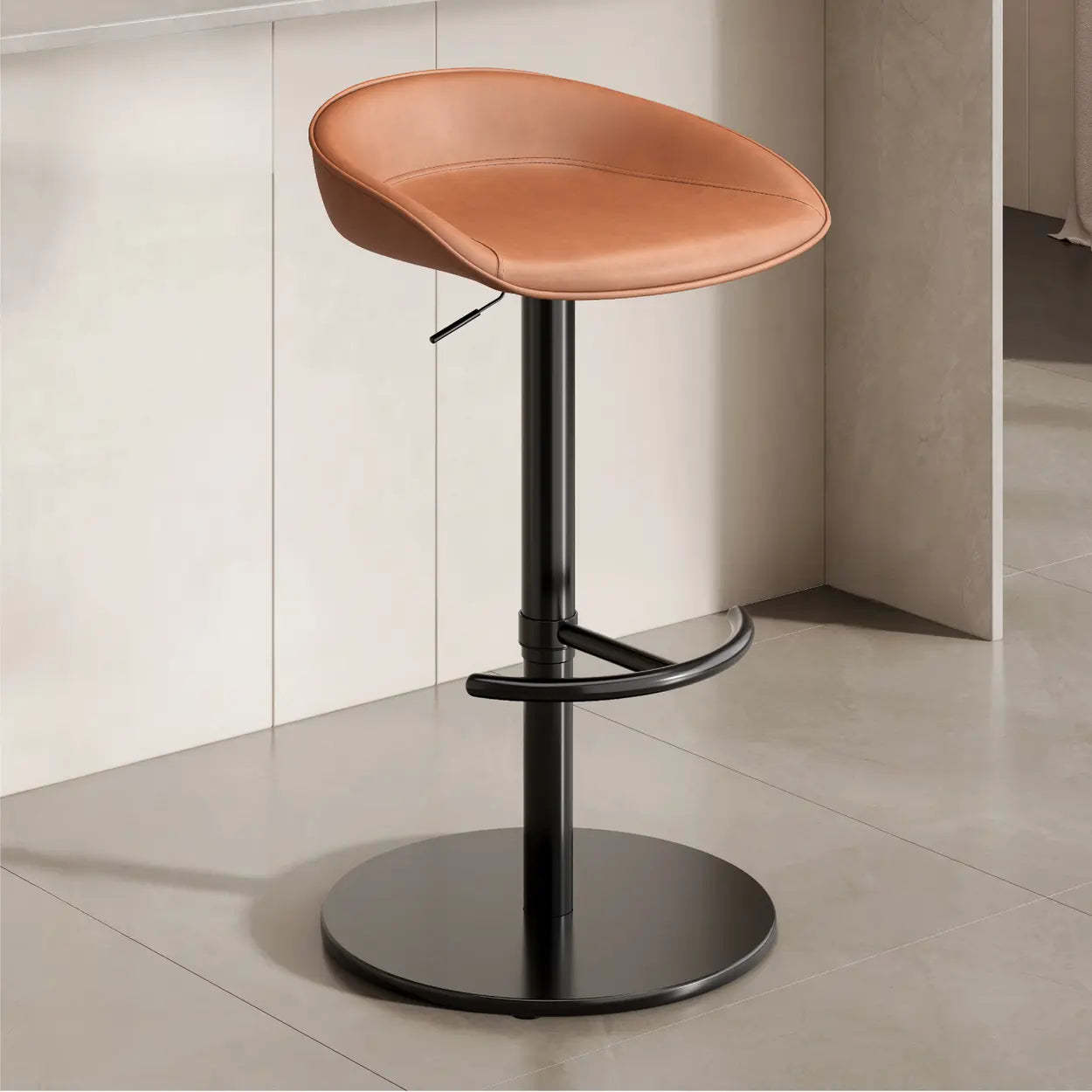Modern Adjustable Swivel Bar Stool with Footrest