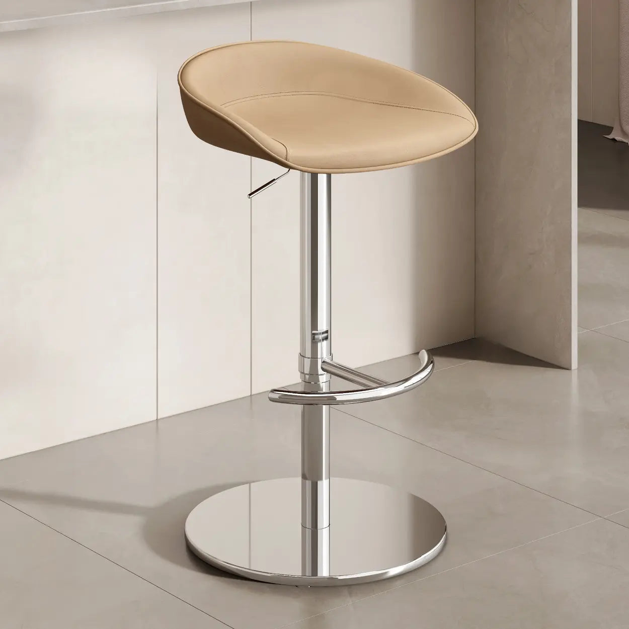 Modern Adjustable Swivel Bar Stool with Footrest — Black / Gray