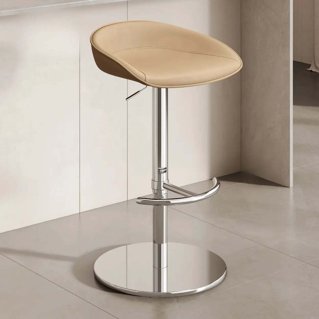 Modern Adjustable Swivel Bar Stool with Footrest — Black / Gray