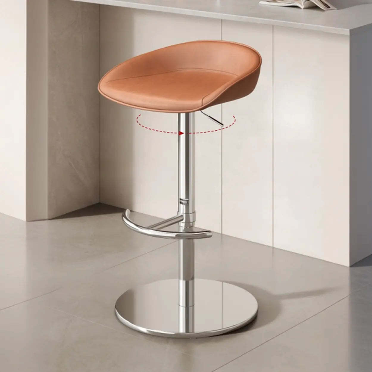 Modern Adjustable Swivel Bar Stool with Footrest — Black / Green