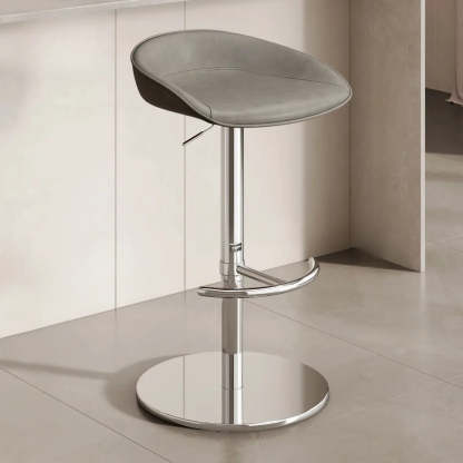 Modern Adjustable Swivel Bar Stool with Footrest — Black / Reddish Brown