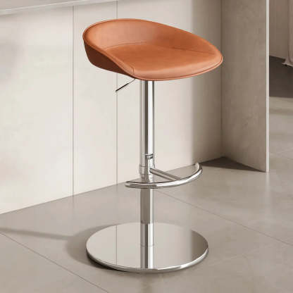 Modern Adjustable Swivel Bar Stool with Footrest — Silver / Gray