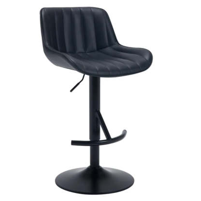 Modern Swivel Leather Bar Stool with Footrest — Warm Gray