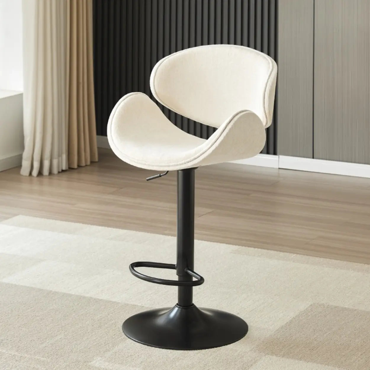 Modern Swivel Saddle Bar Stool with Footrest — White