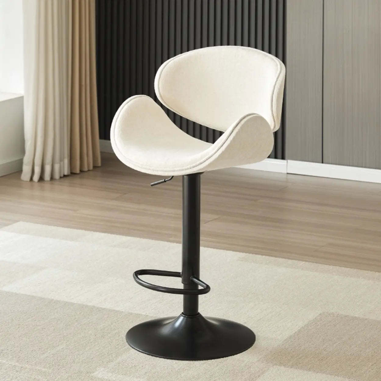 Modern Swivel Saddle Bar Stool with Footrest — White