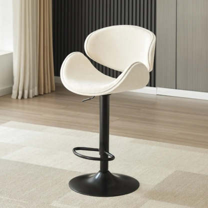 Modern Swivel Saddle Bar Stool with Footrest — White