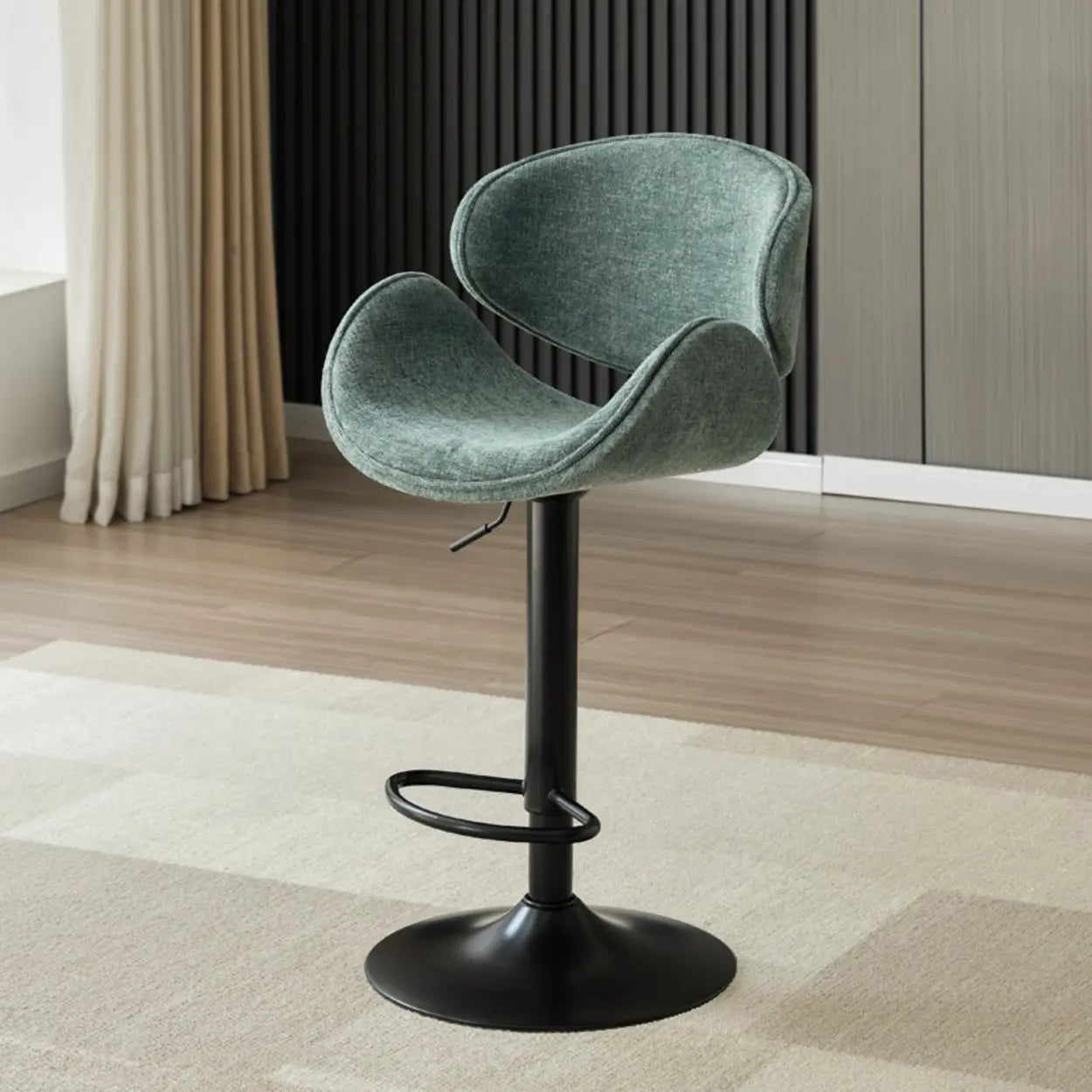 Modern Swivel Saddle Bar Stool with Footrest — Red