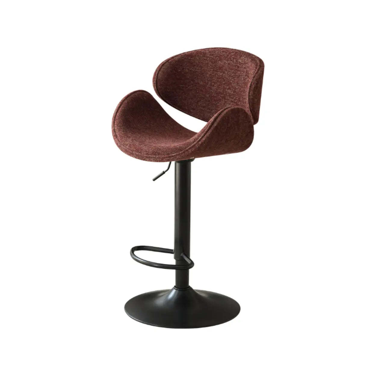 Modern Swivel Saddle Bar Stool with Footrest — Dark Red