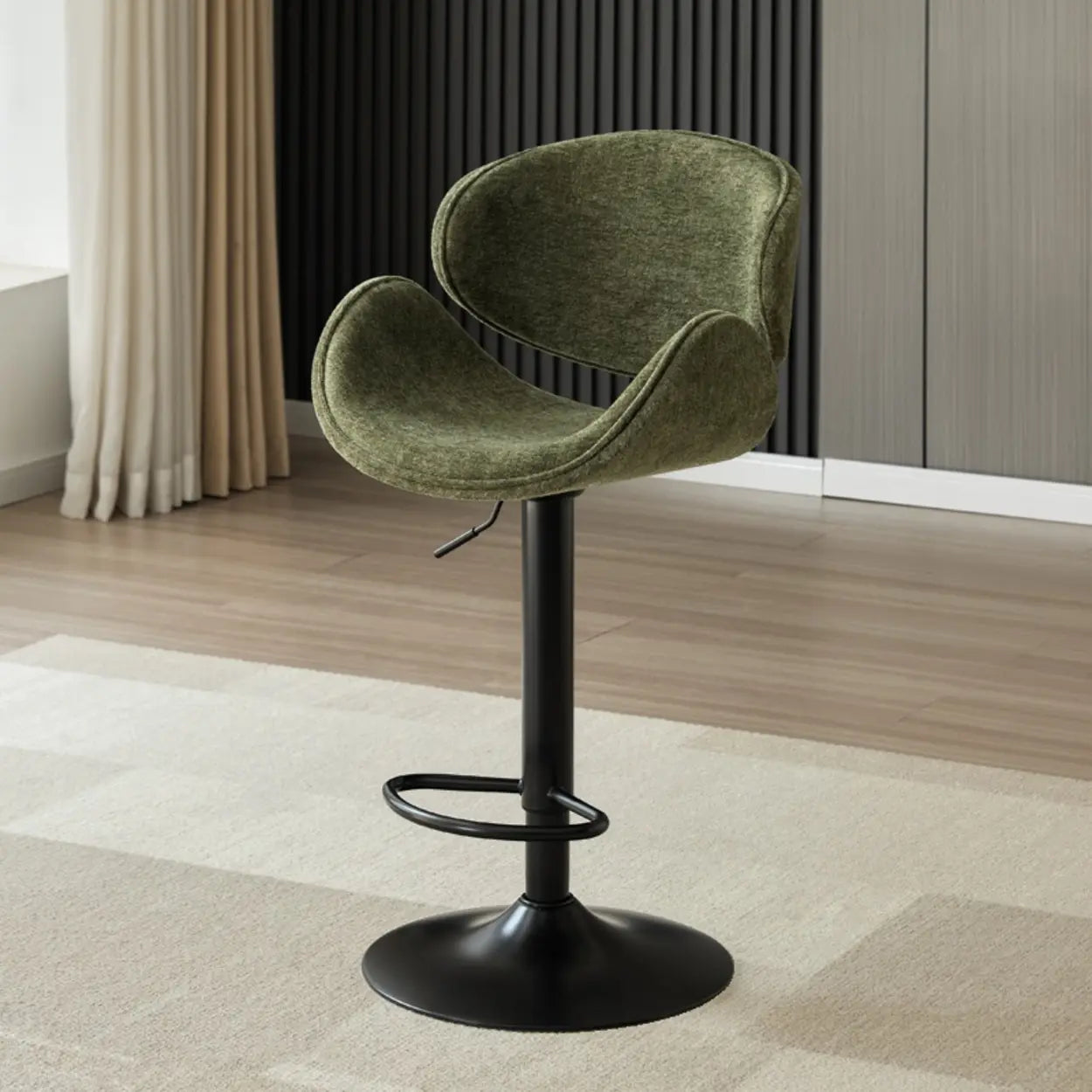 Modern Swivel Saddle Bar Stool with Footrest — Light Blue