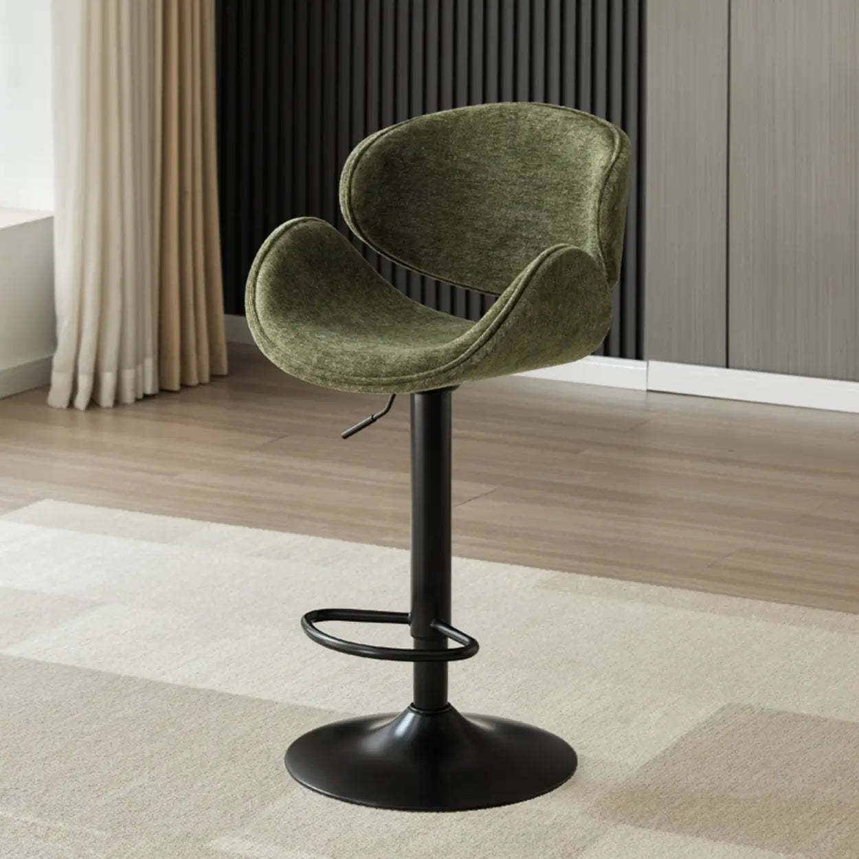 Modern Swivel Saddle Bar Stool with Footrest — Light Blue