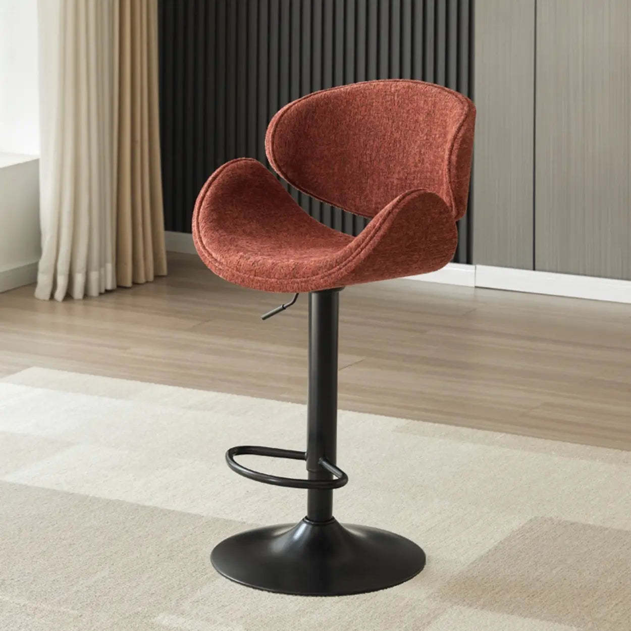 Modern Swivel Saddle Bar Stool with Footrest — Dark Gray
