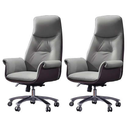 Modern Adjustable Leather Ergonomic Office Chair — Genuine Leather / White / 1 Piece