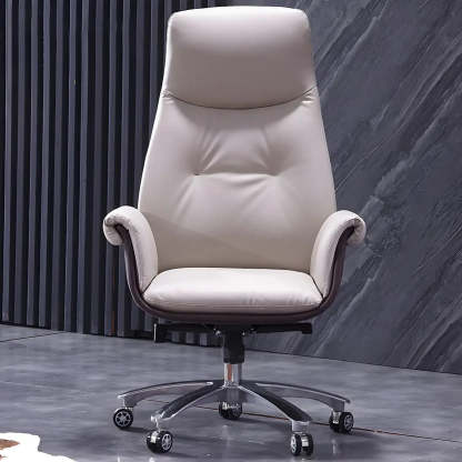 Modern Adjustable Leather Ergonomic Office Chair — Faux Leather / Black / 2 Piece Set