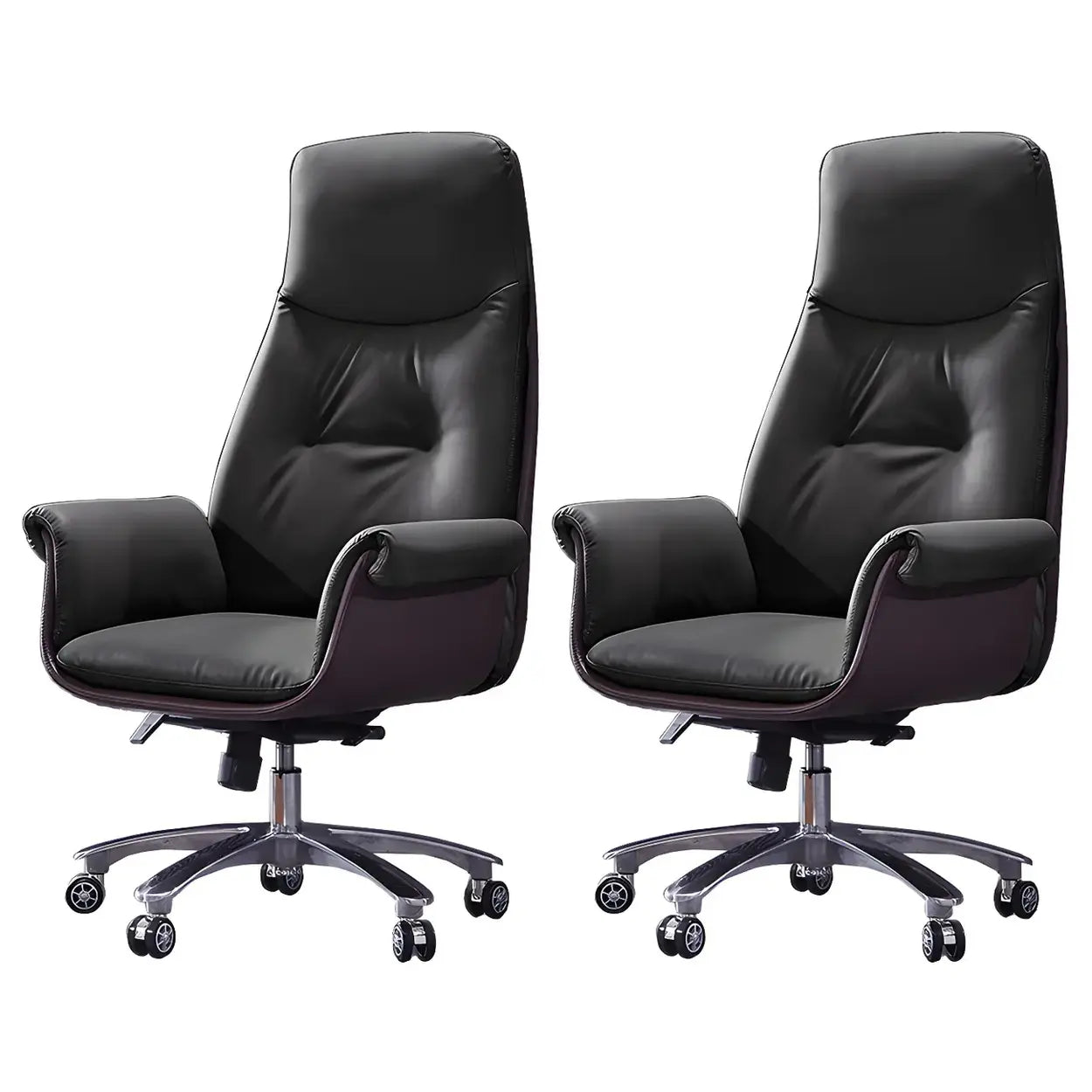 Modern Adjustable Leather Ergonomic Office Chair — Faux Leather / Gray / 2 Piece Set