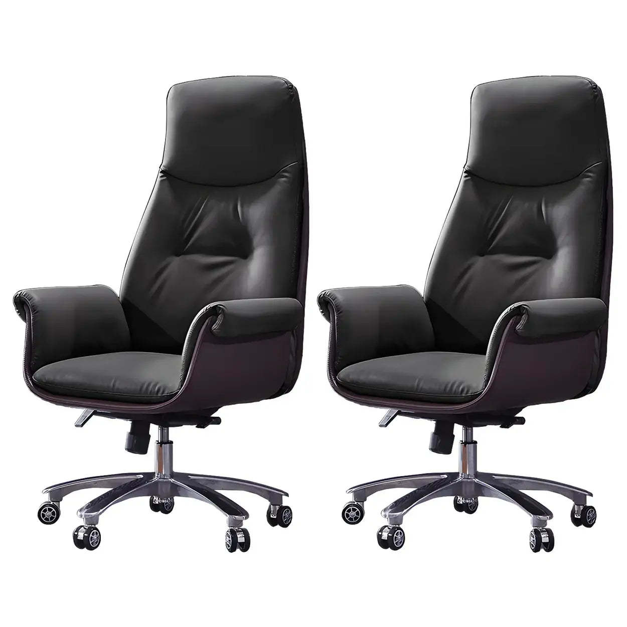 Modern Adjustable Leather Ergonomic Office Chair — Faux Leather / Gray / 2 Piece Set