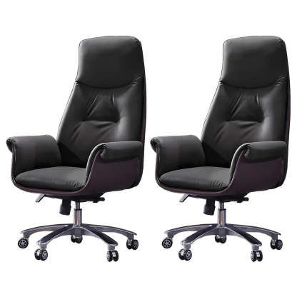 Modern Adjustable Leather Ergonomic Office Chair — Faux Leather / Gray / 2 Piece Set