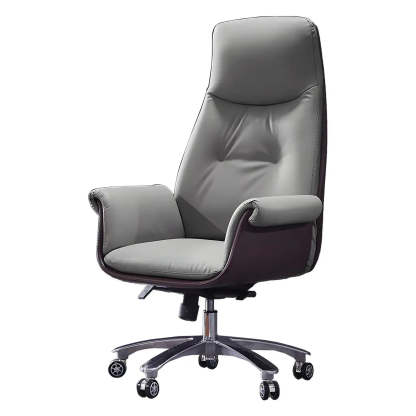 Modern Adjustable Leather Ergonomic Office Chair — Faux Leather / White / 1 Piece