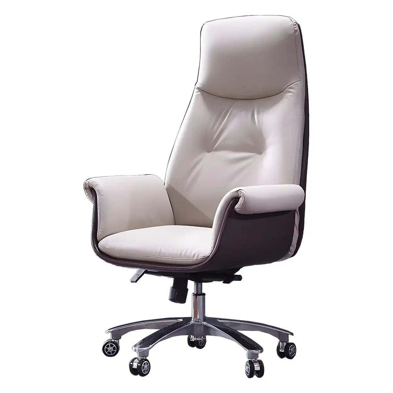 Modern Adjustable Leather Ergonomic Office Chair — Faux Leather / White / 2 Piece Set