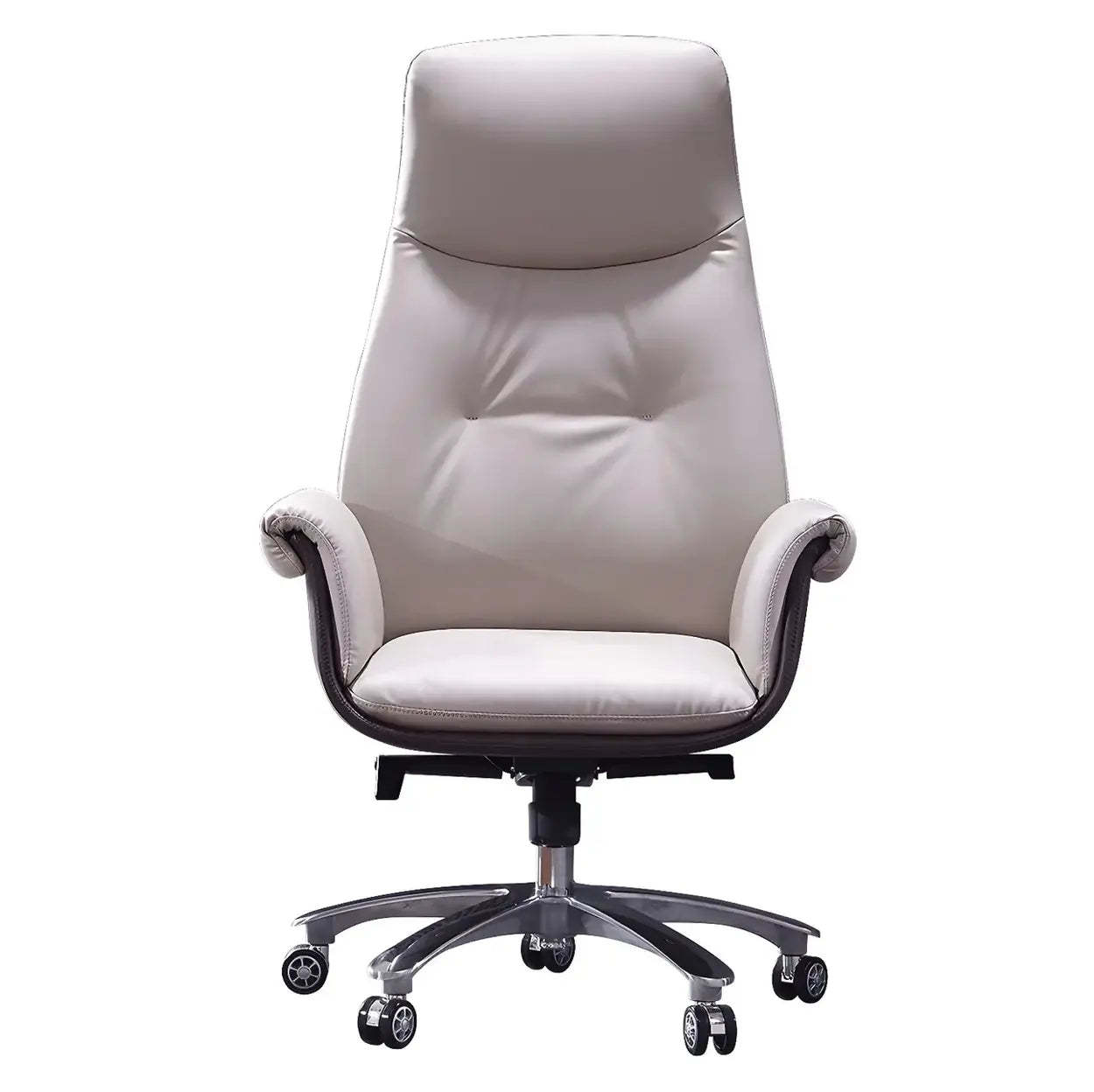 Modern Adjustable Leather Ergonomic Office Chair — Genuine Leather / Black / 1 Piece