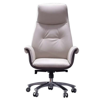 Modern Adjustable Leather Ergonomic Office Chair — Genuine Leather / Black / 1 Piece