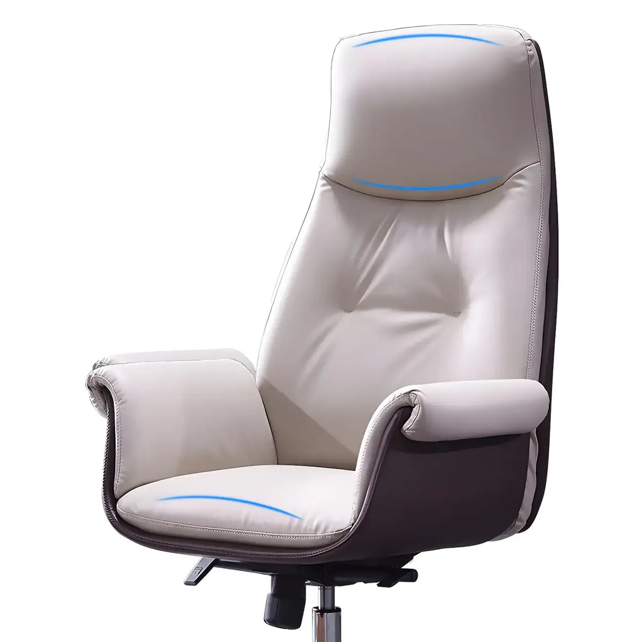 Modern Adjustable Leather Ergonomic Office Chair — Genuine Leather / Black / 2 Piece Set