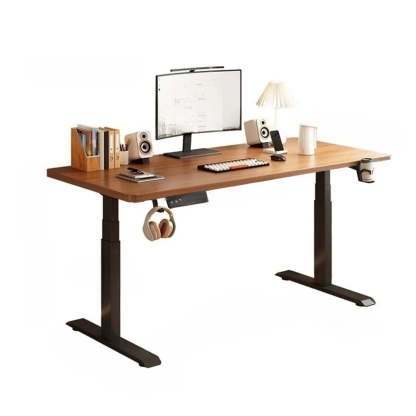 Modern Adjustable Wood T-Shape Standing Desk — Without Chairs / Black-White