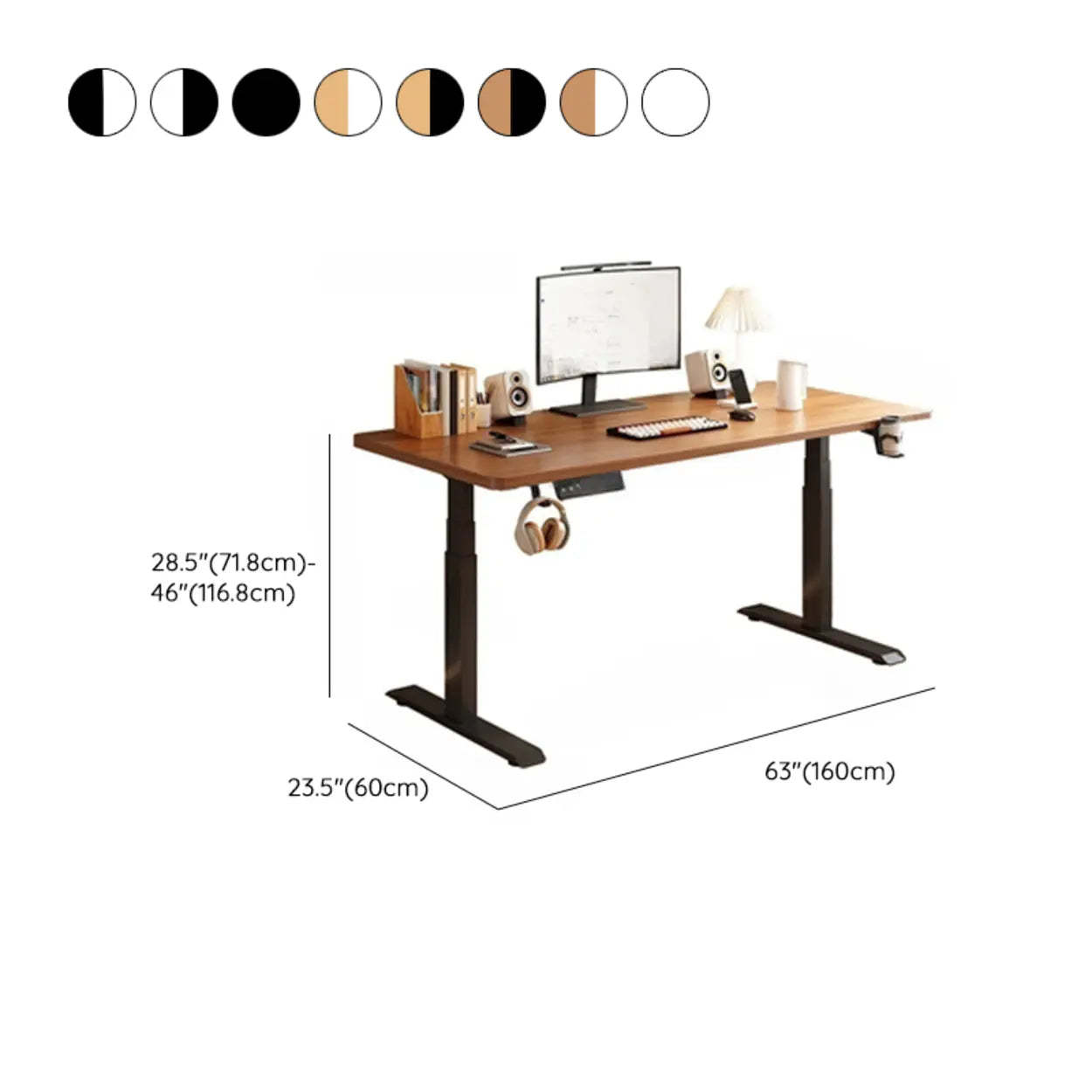 Modern Adjustable Wood T-Shape Standing Desk — Without Chairs / Walnut/ Black