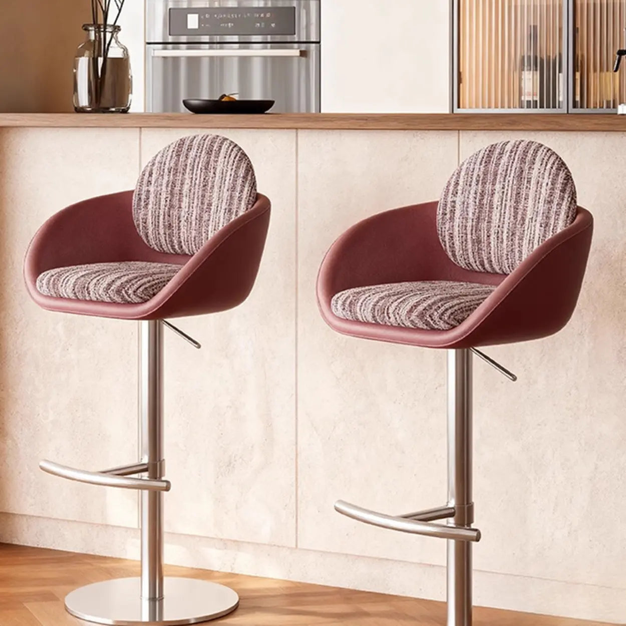 Modern Swivel Cushioned Bucket Bar Stool