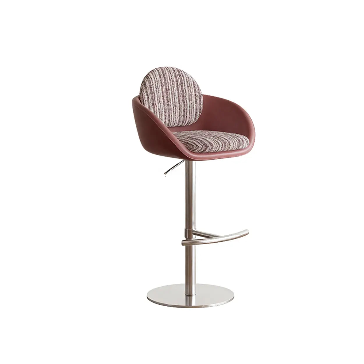 Modern Swivel Cushioned Bucket Bar Stool — Pink/White