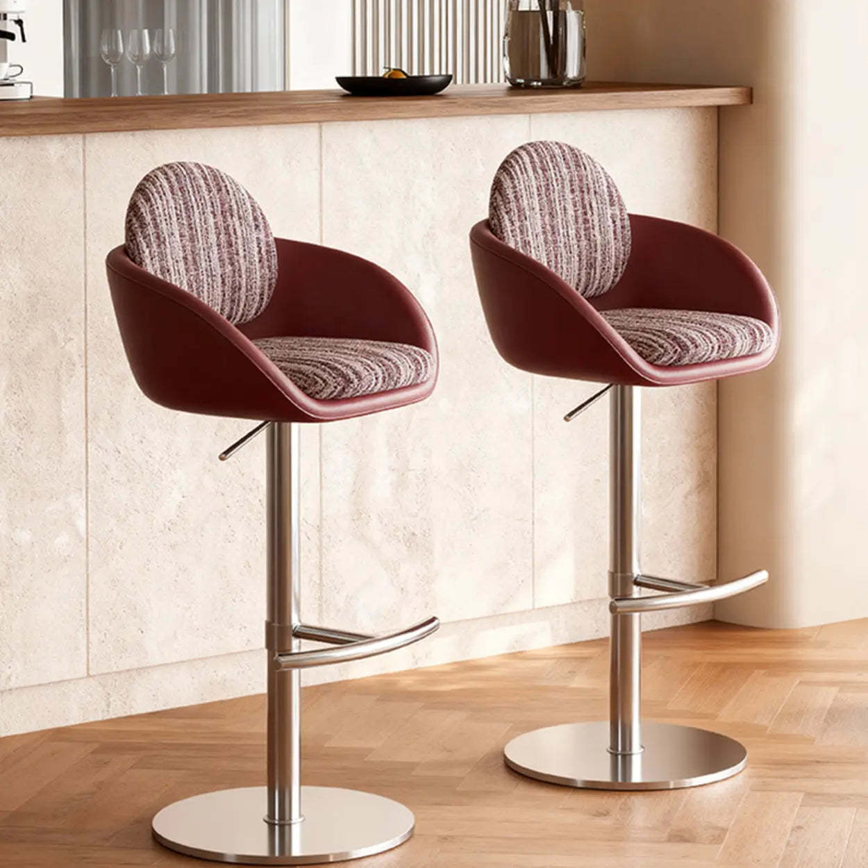 Modern Swivel Cushioned Bucket Bar Stool