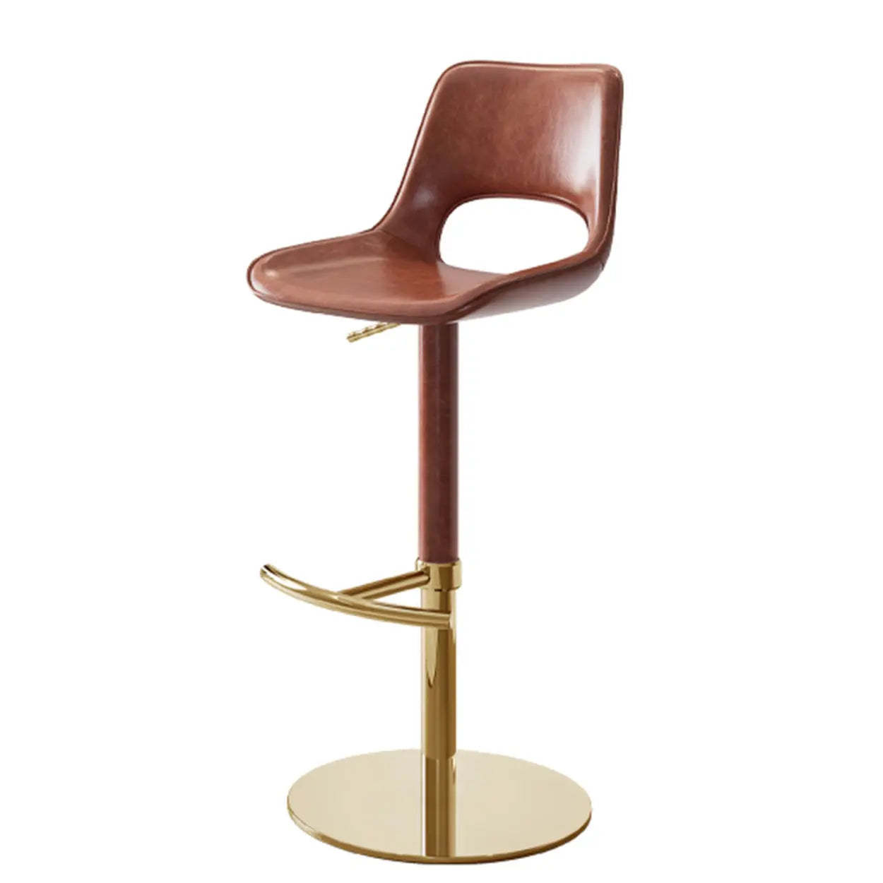 Modern Swivel Leather Low Back Bucket Bar Stool