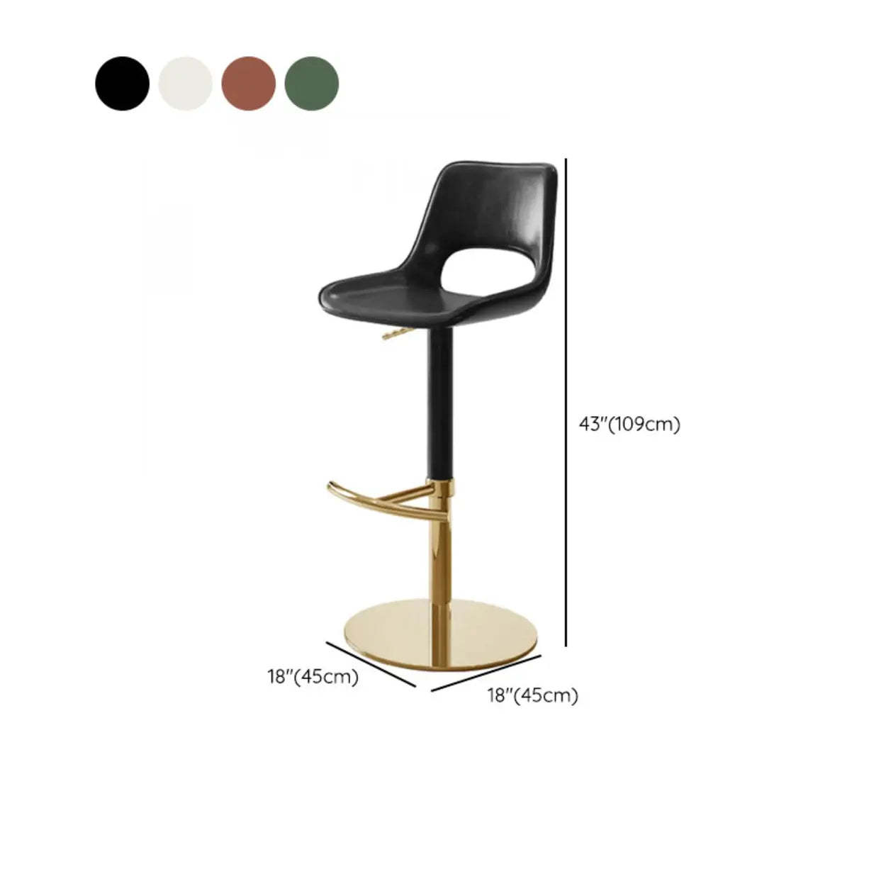 Modern Swivel Leather Low Back Bucket Bar Stool