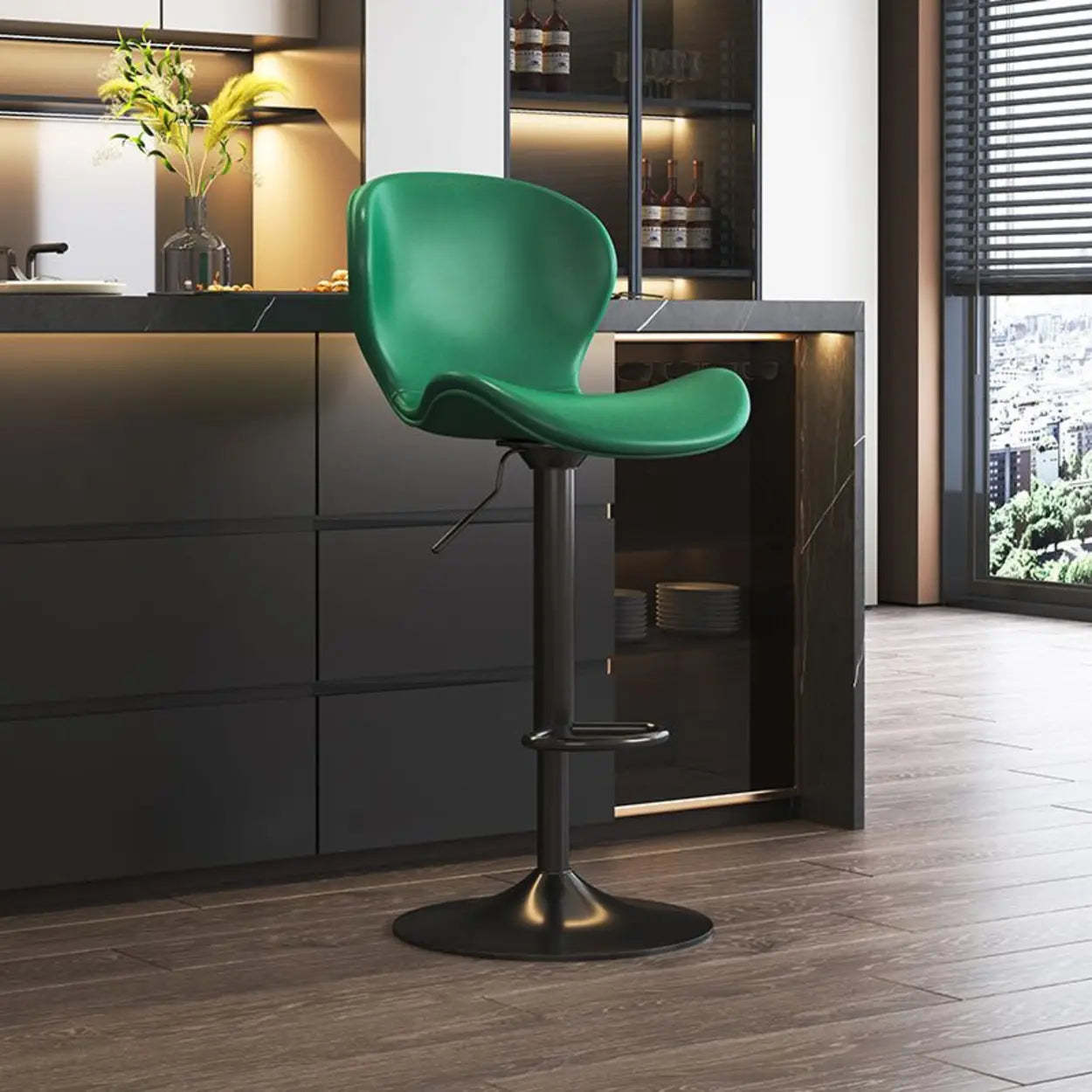 Modern Swivel Orange Saddle Bar Stool — Grey / Black
