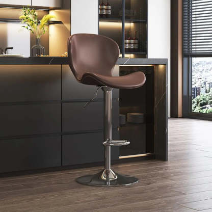 Modern Swivel Orange Saddle Bar Stool