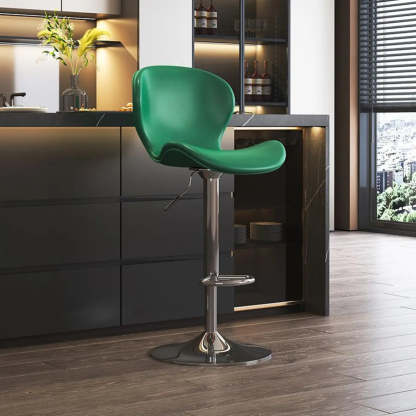 Modern Swivel Orange Saddle Bar Stool