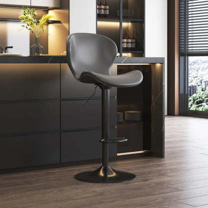 Modern Swivel Orange Saddle Bar Stool — Brown / Black
