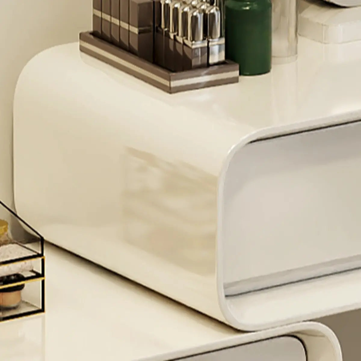 Modern White Wood Adjustable 5-Drawer Vanity — White