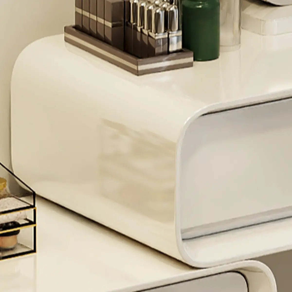 Modern White Wood Adjustable 5-Drawer Vanity — White