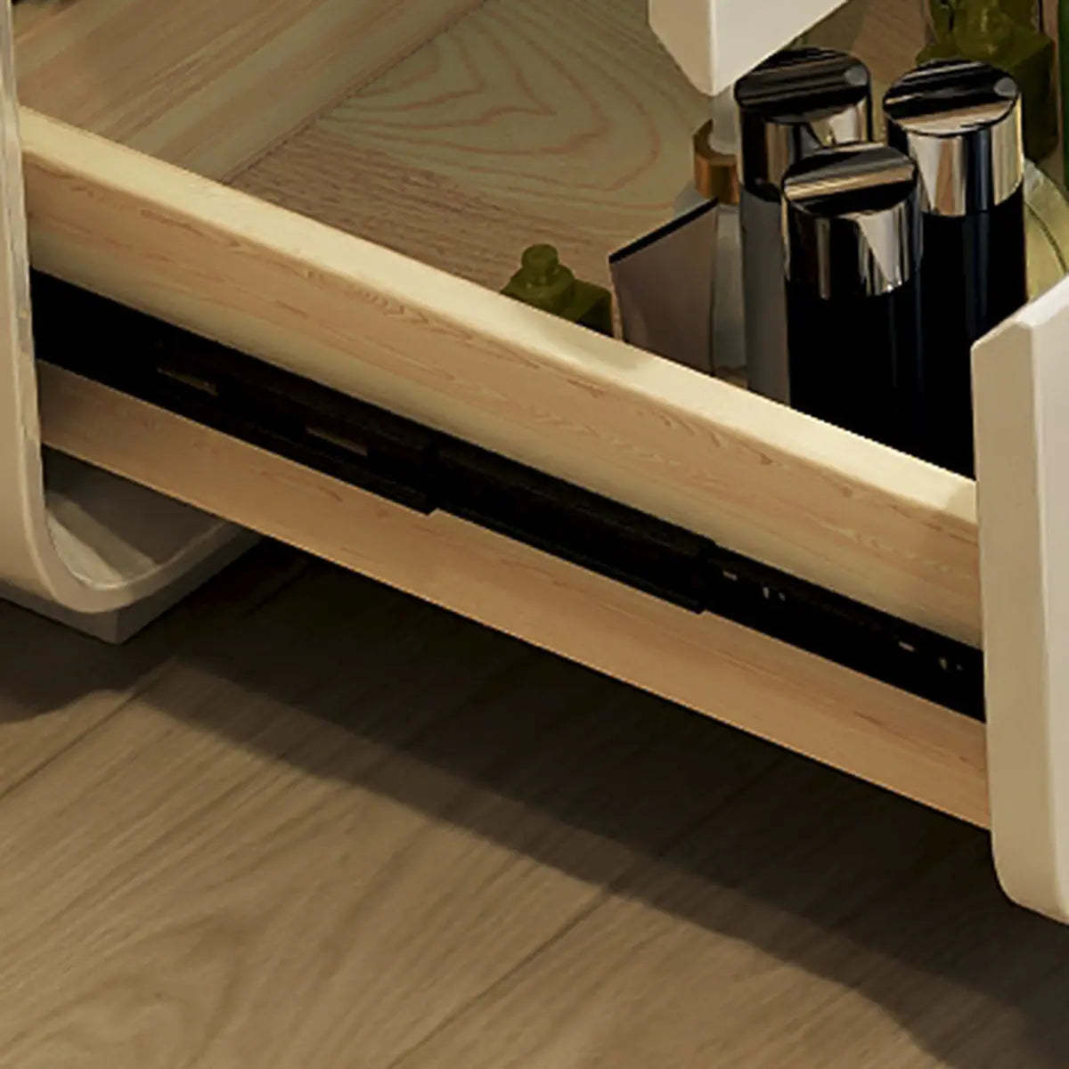 Modern White Wood Adjustable 5-Drawer Vanity — White