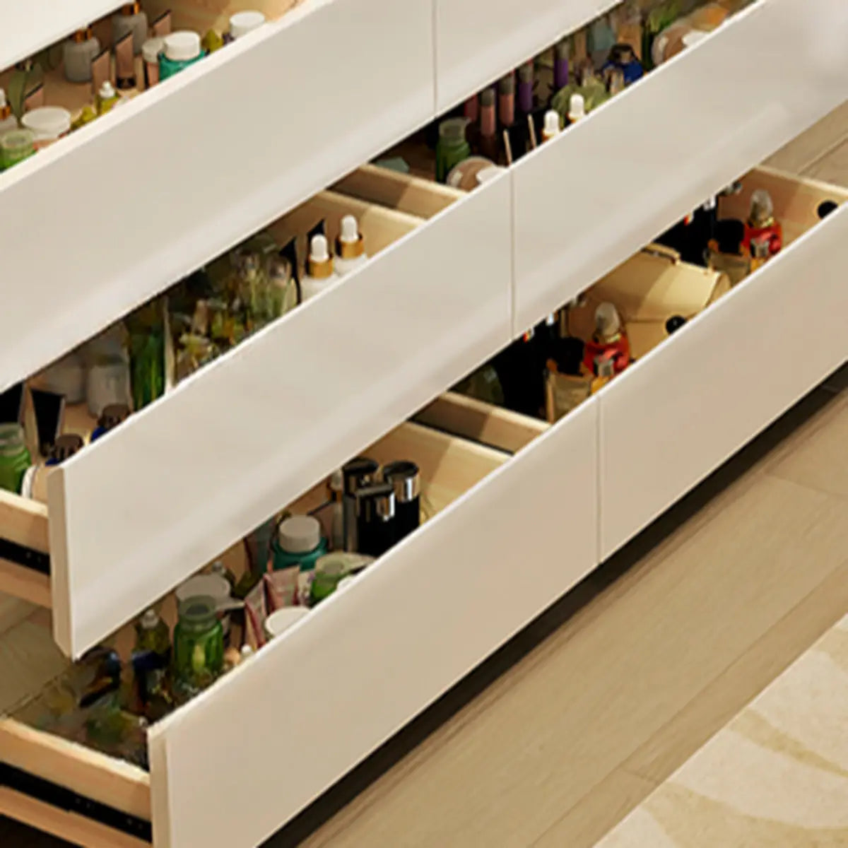 Modern White Wood Adjustable 5-Drawer Vanity — White