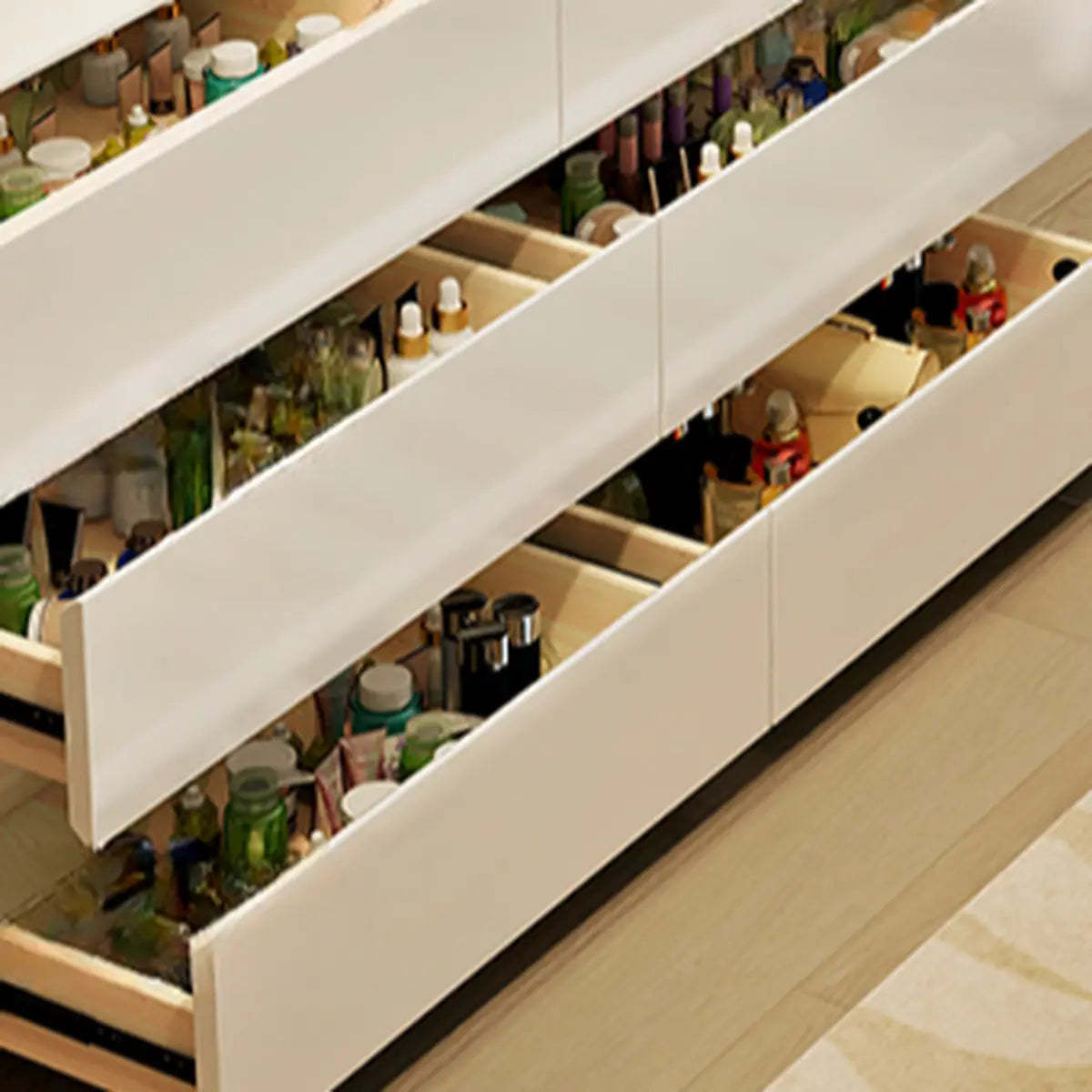 Modern White Wood Adjustable 5-Drawer Vanity — White