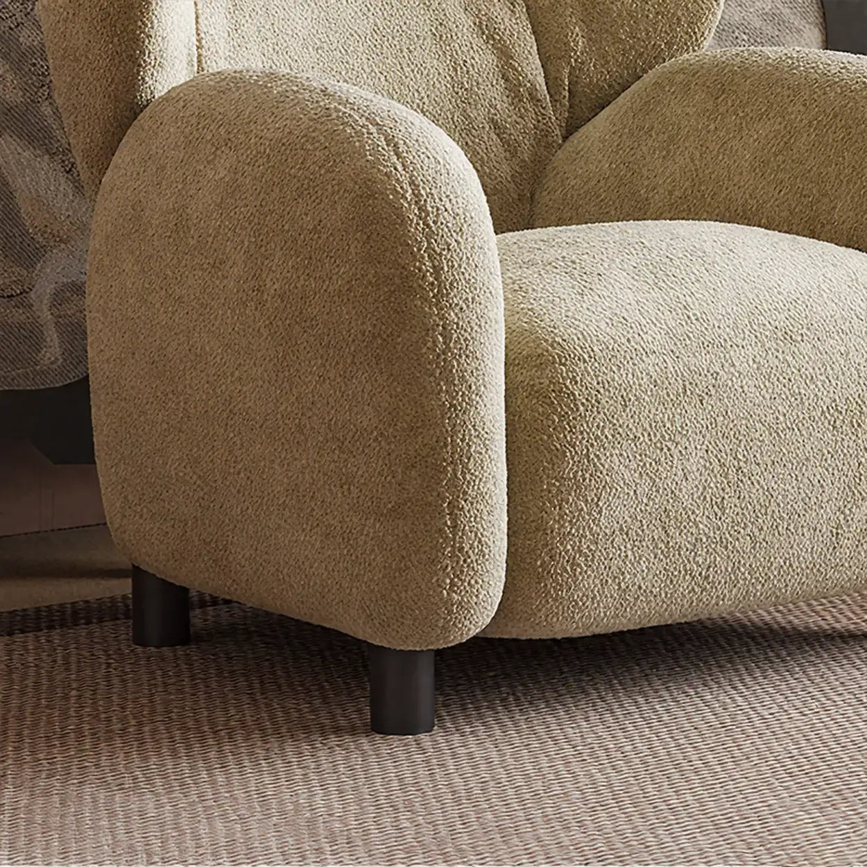 Modern Apricot Chenille Wingback Accent Chair with Arms